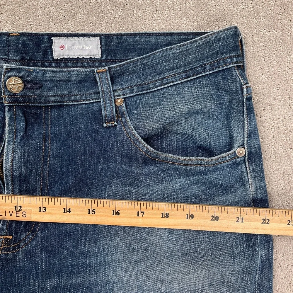 AG Everett Jeans Mens 36W 33L Blue Slim‎ Straight Denim 360 Stretch 80s VTG